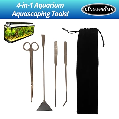 Aquarium Aquascaping Tools, Long Stainless Steel Tweezers Scissors Spatula Aquatic Plants Set for Fish Aquariums Tank and Terrarium. (Silver)