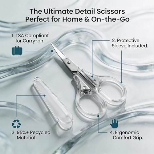 PAFASON Small Travel Craft Scissors Set Straight Curved Precision Tip All Purpose for Scrapbooking Quilting Sewing Knitting Embroidery Cross Stitch Crochet Thread Yarn Paper Detail Cutting Safety Case - style: Contemporary