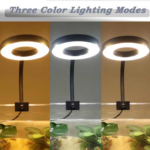 Upgraded Aquarium Light with Timer Clip On Fish Tank LED Light Small USB Light Dimmer Multi-Color White+Warm Yellow+Yellow 1 to 5 Gal (Adapter NOT Included) - size: Black-Dimmer+Timer