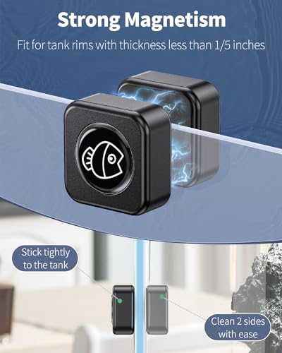 Pawfly Aquarium Magnetic Brush Fish Tank Cleaner 1 Inch Mini Stain Scrubber Pads Aquarium Cleaning Tool for 1/5 Inch Thick Fish Tank up to 10 Gallons (Non-Floatable)