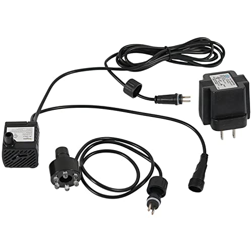 Sunnydaze 40 GPH Submersible Water Pump – 12V Small Fountain Pump with Adjustable Flow, LED Light & Transformer for Fountains, Bird Baths, Aquariums - style: White Light