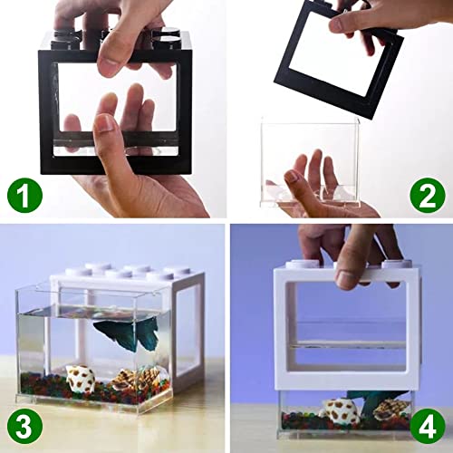 Desktop Mini Fish Box, Aquarium Fish Decorative Mini Aquarium USB LED Light Lamp Fish Desktop Lamp Fish for Box Office Tea Table Decor(Red)
