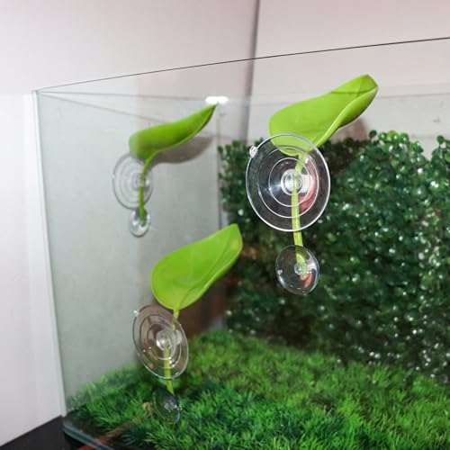 3 Pack Plastic Leaf Decorations with Suction Cups, Frog Habitat Platform, Reptile Decorations for Terrarium, Tank Terrarium Accessories for African Dwarf, Toad - color: Green