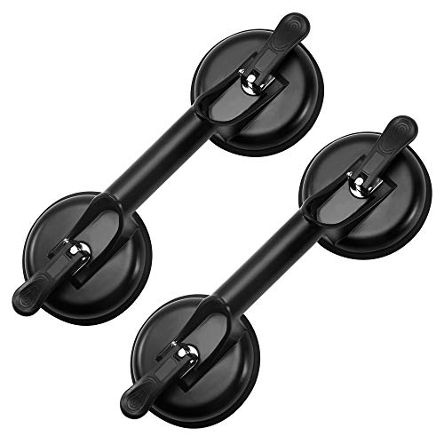 FCHO Glass Suction Cups Heavy Duty Aluminum Handle Holder Hooks to Lift Large Glass/Moving/Pad for Lifting/Dent Fixer (2 Pack) - color: Black