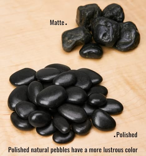 NUPICK 10 Pound River Rocks, 1-2 Inches Polished Pebbles for Plants, Fish Tank, Clear Vase and More, Natural Black Stones - color: Black, size: 0.8-1.3"-10lb