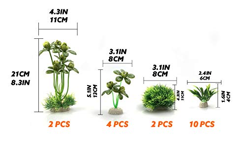 Artificial Green Water Plants Flower Set 18 Pcs, Fish Tank Aquarium Decorations, Made of Soft Plastic