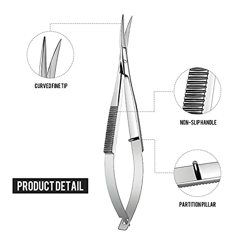 Lasnten 3 Pack Curved Stainless Steel Spring Squeeze Embroidery Scissors Eyebow Grooming Trimming Scissors Thread Snips Clippers Also for Applique, Fabric, Knitting, Sewing, Arts & Craft(Silver) - color: Silver
