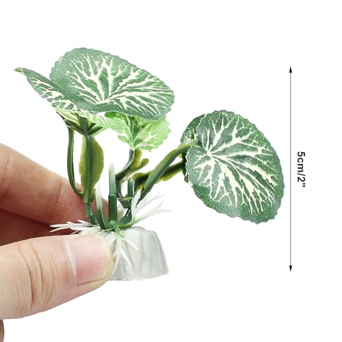 Soft Aquarium Plants Betta Fish Tank Decorations Betta Leaf Pad 2 Inch, Silk Plastic Artificial Plants for Aquarium Reptile Tank Decor (C-4Pcs Set/Green) - color: C-4pcs Set/Green