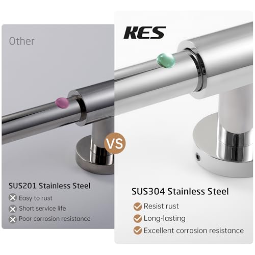 KES No Drill 30-Inch Shower Slide Bar with Adjustable Handheld Shower Head Holder, Self Adhesive, Universal Fit, SUS304 Polished Stainless Steel Drill-Free for Bathroom, F209S78DF-PS - color: Polished Finish, style: 30.7-Inch+Self-adhesive Mounted