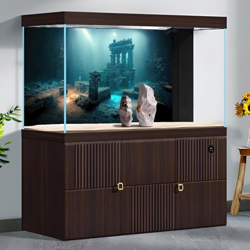 Fantasy Lost Underwater City Aquarium Background Misty Ancient Temple Stone Columns Fish Tank Background Under Water Magical Foggy Ruined Atlantis Buildings Reptile Tank Enclosure Backgrounds 48x24in