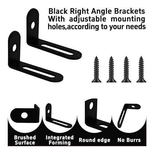 20Pcs 1.5"x1"x0.5"Adjustable Right Angle Brackets, Metal L Bracket Heavy Duty 90 Degree Corner Fastener L-Shape Corner Brace Support Black Shelf Bracket - size: 1.5"x1", style: BLACK/20PCS