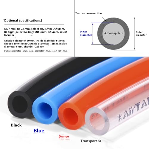 Pneumatic Tubing Air Line Pu Hose 10mm OD 6.5mm ID 100 Meters（328.08ft）Clarity AirTac US98A100065100MC - color: Clarity, size: 10mm OD 6.5mm ID 328Ft/100Meters