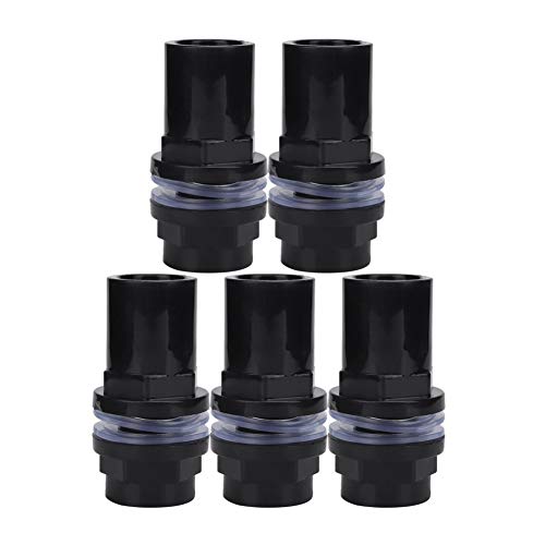 5Pcs PVC Aquarium Pipe Connector, 25mm Straight Tube Joint, Black Water Fitting for Fish Tank Filter System, Leak Proof Design (1in) - size: 1in