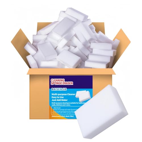 Melamine Sponge,100 Pack Magic Sponges Eraser Foam Cleaning Pads,Multi-Functional Household Cleaning Kitchen Dish Sponge for Furniture,Bathroom,Bathtub, Sink,Floor, Baseboard, Wall Cleaner - color: 100pcs