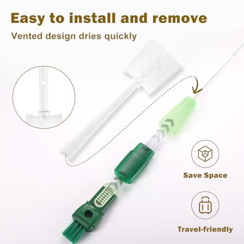 5 Pack Bottle Brush Set, 5 in 1 Water Bottle Cleaning Brush, Long Handle Narrow Wine Cup Cleaner, 3 Straw Brushes for Stanley, Travel Nipple Lid Gap Detail Washer Brush - color: Green