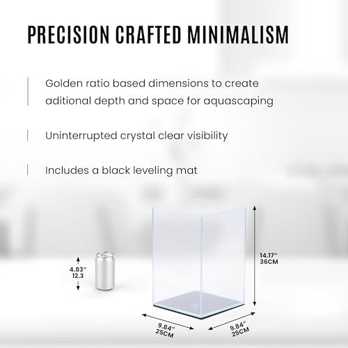 UNS Ultra Clear Rimless Tank - 5.9GAL | 22.5L - 9.84x9.84x14.17 | 25x25x36 CM, 5mm Glass Thickness, Leveling Mat Included - Low Iron, High Clarity Fish Tank w/ 45° Mitered Edge - [25T] - size: [25T] - 5.9 Gal - 9.84 x 9.84 x 14.17 in