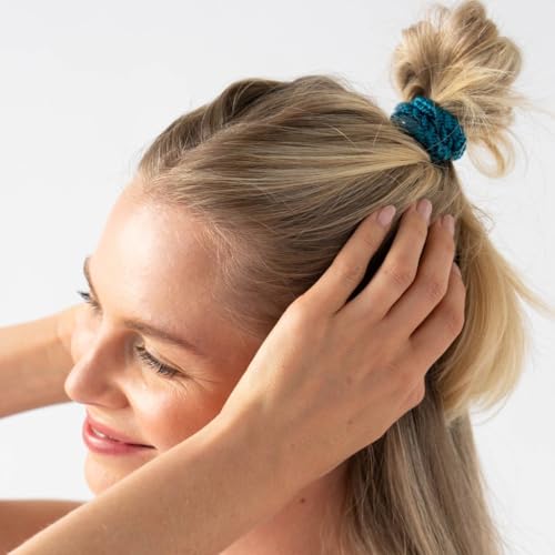 L. Erickson Blue Hair Ties for Thick Hair, Grab & Go Ponytail Holders, 8 Pack, Blue Tide, Thick No-Crease Bands with Strong Hold, Damage-Free Design, Cool Coastal Blend - color: Blue Tide