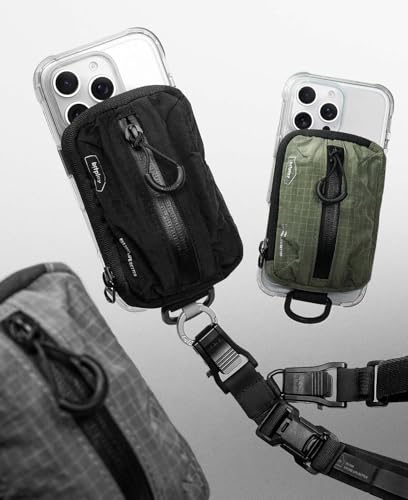 bitplay Magnetic Mini Pouch, Magsafe Compatible Phone Pouch, Tear Resistant Everyday Carry Card Holder, Key Slot with Water Repellent Zipper, Moss Green - color: Moss Green