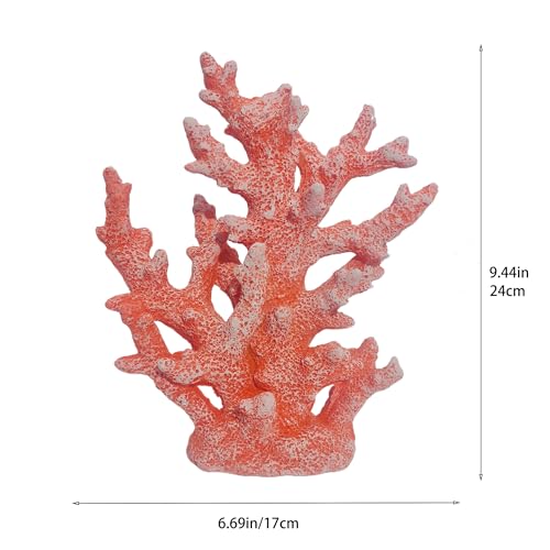 Etlemonde Beach Coastal Decor Coral Reef Home Decor Statue Sculpture Home,Desk,Bathroom,Desktop Shelf Statue,Marine Themed Gifts (Red Orange Coral) - color: Red Orange