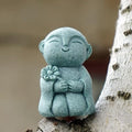 OwMell Japanese Jizo Monk Statue, Buddha Jizo Figurine Memorial Aquarium Statue Ornament - Flower - color: Flower Stone