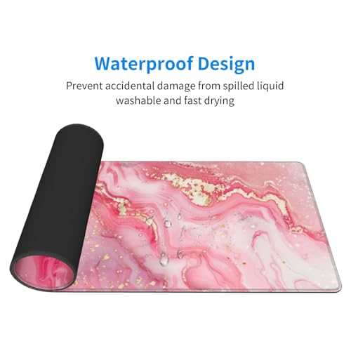 Pink Gold Marble Mouse Pad XL Large Mousepad Non Slip Rubber Base Desk Mat for Laptop Computer Gaming 31.5" X 12" - color: Pink Gold Marble