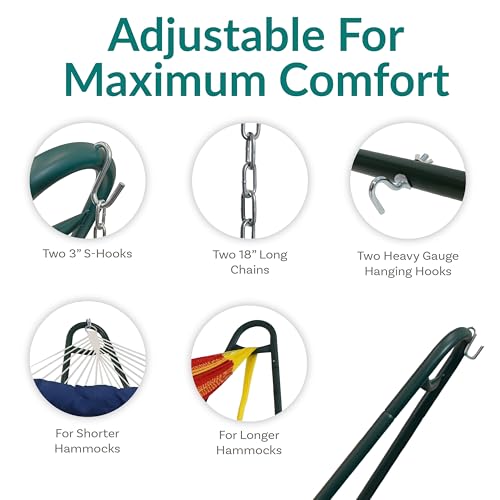 Sunnydaze Decor Universal Double Hammock Stand Only - 550-Pound Capacity - Heavy-Duty Hammock Stand for Outside - Fits 9 to 14 Foot Hammocks - Green