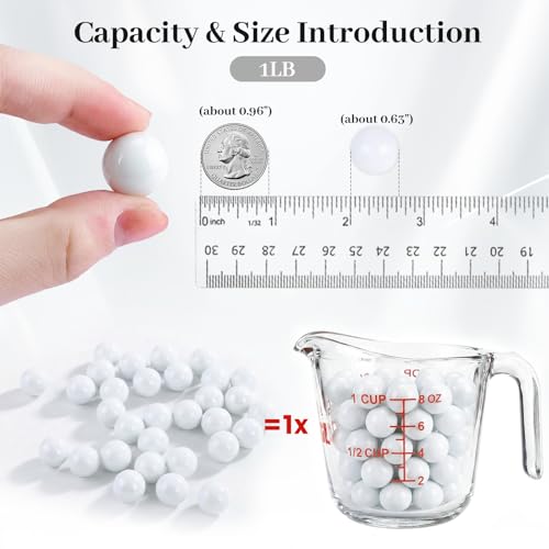 DomeStar 1LB Glass Marbles Bulk, 0.63 Inch White Glass Beads Marbles for Vases Home Decor - color: White