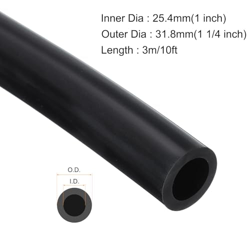 MECCANIXITY 10ft Silicone Rubber Tubing 1" ID Plastic Tube Flexible Air Hose for Brewing, Wine Making 25.4mm x 31.8mm, with 2pcs Clamps, Black - color: Black, size: 1" x 1 1/4"