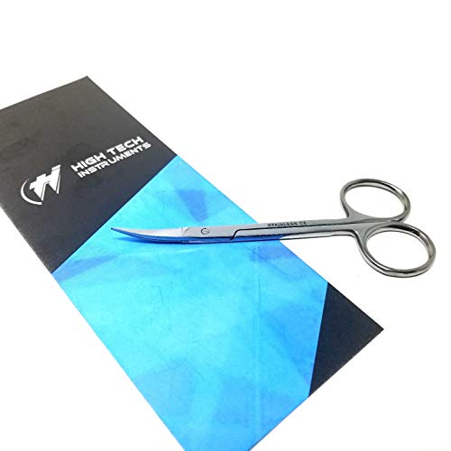 HTI BRAND Iris Micro Dissection Lab Sharp Scissors, Curved, 4.5" (11.43cm) Fine Point , Stainless Steel (Pack of 5) - style: Pack of 5