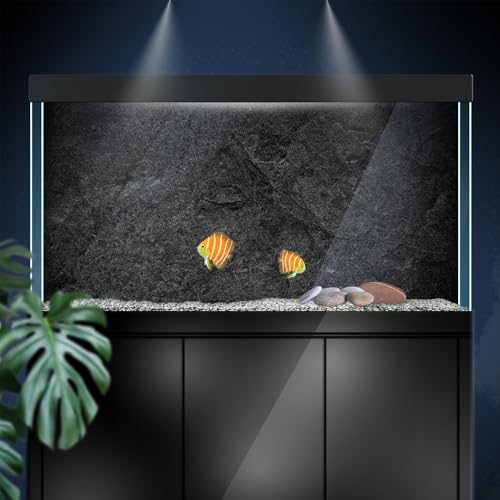 Aquarium Background Stickers - Black Stone Texture- Fish Tank Reptile Terrarium Decor Poster (60 x 40 cm / (23.6 x 15.7 inches)) - size: 60 x 40 cm / (23.6 x 15.7 inches)