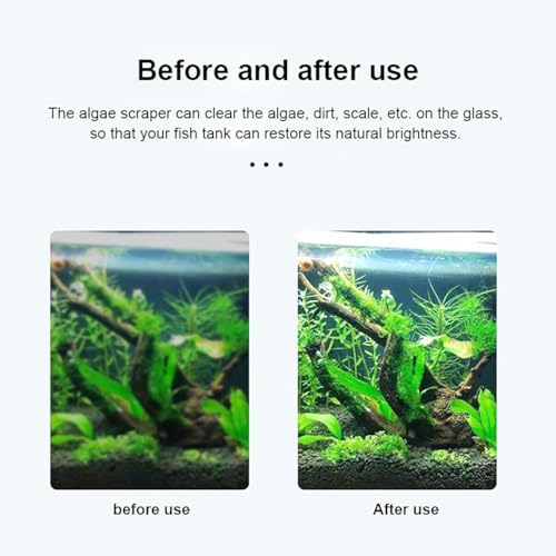 Glass Aquarium Algae Scraper Fish Tank Cleaner with 5 Stainless Steel Screwdriver Blades for 14 Inch Reef Plant Protectors Glass Tank Cleaner Aquatic Plant Trimming Black