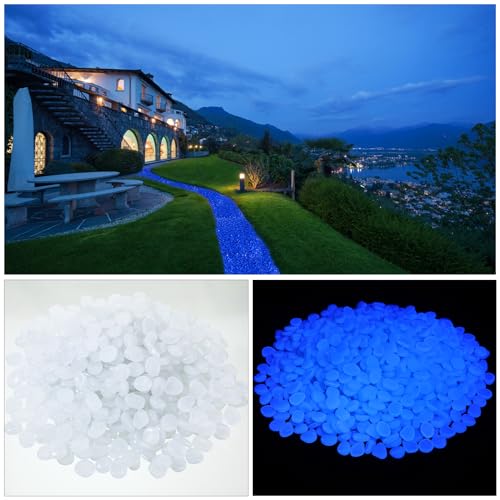 Sasylvia 3000 Pcs Glow in The Dark Rocks 1 Inch Glow Rocks 12.6 LB Garden Glow in The Dark Stone Outdoor Glow in The Dark Pebbles for Landscaping Walkway Pathway Backyard Fish Tank Plant (White) - color: White