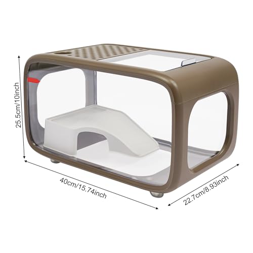 3.2 Gallon Plastic Fish Tank, Small Aquarium for Betta Fish Shrimp & Aquatic Plants, Shatterproof Mini Habitat with Clear Clarity, Desktop Decor for Home Office Plants Succulents (Brown) - color: Brown