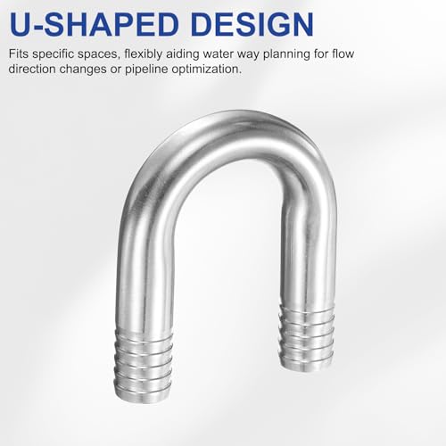 PATIKIL 3/4" (20mm) x 3/4" (20mm) Hose Barb Fittings, 1 Pcs 304 Stainless Steel U Shaped Joint Connector Barbed Fitting Metal Splicer - size: 3/4" (20mm)