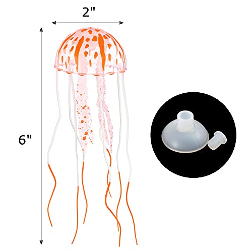 6 Pack Glow Jellyfish Floating Fish Tank Decorations Glowing Effect Silicone Simulation Jellyfish Ornament Aquarium Decorations (6 Colors) - color: 6 Colors Jellyfish