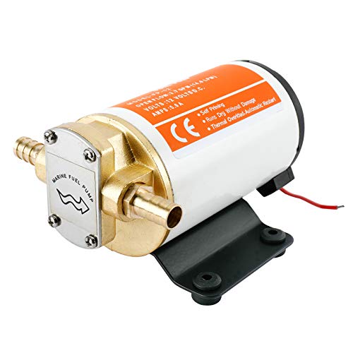 Amarine Made 12v Scavenge Impellor Pump- for Diesel Fuel Scavenge Oil Transfer - White Shell