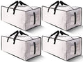 HOMESURE 4 Pack Large Strong Moving Bags with Zippers & Carrying Handles - Water-Resistant - Heavy Duty Storage Tote for Space Saving, Fold Flat, Alternative to Moving Box (Semi-Transparent)