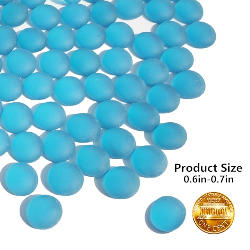 QYGL Sea Glass Gems - 0.9 Lb Blue Frosted Flat Glass Marbles, Flat Gems Decorative Stones for Vase Fillers, Aquarium Rocks, Floral Supplies, Table Scatter, Craft Mosaics, and DIY Ornaments - color: Aquamarine