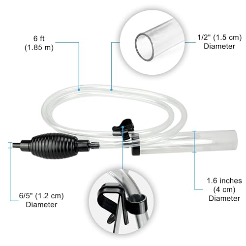 SunGrow Aquarium Maintenance Kit with Priming Bulb, 65-Inches, Easy to Use, Perfect for Small Fish Tanks, 2-Minutes to Assemble (Black, Gravel & Sand cleaner)