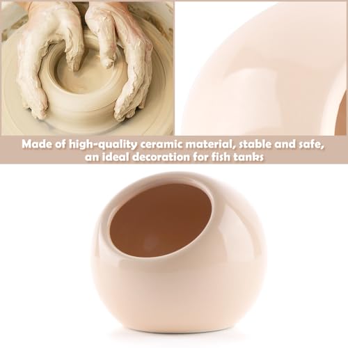 DQITJ Aquarium Decor Ceramic Cave Betta Fish Tank Hideout Stone Fast Landscape Ceramic Ornament for Fish Shrimp Turtle (Orange)