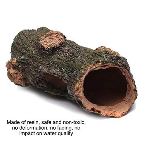 TOPINCN Aquarium Decoration Hollow Tree Trunk, Resin Betta Fish Hideout Cave Ornament for Small and Medium Tank, Vivid Landscape Log Decor for Fish to Play Rest Hide