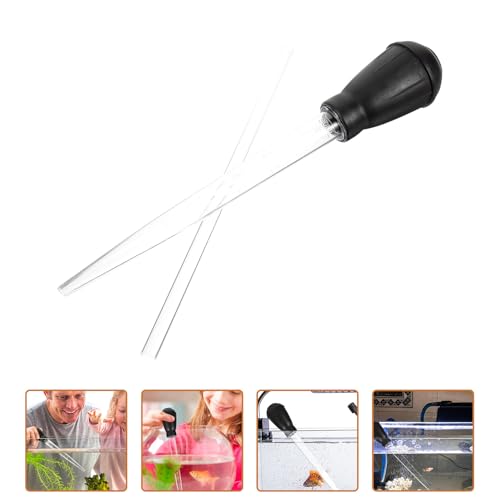 Luxshiny Aquarium Fish Tank Siphon Gravel Manual Water Sand Vacuum Tube for Household Fish Tank Cleaning and Faeces Removal, Mini Black Aquarium Sand Cleaner