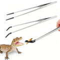 2 Pack Stainless Steel Reptile Feeding Tongs with Rubber Tip, 10.6" Straight & Curved Tweezers, for Aquarium or Craft, Planted Tank, Terrarium Tank, Feeder for Beard Dragons, Lizard and Snakes, Silver