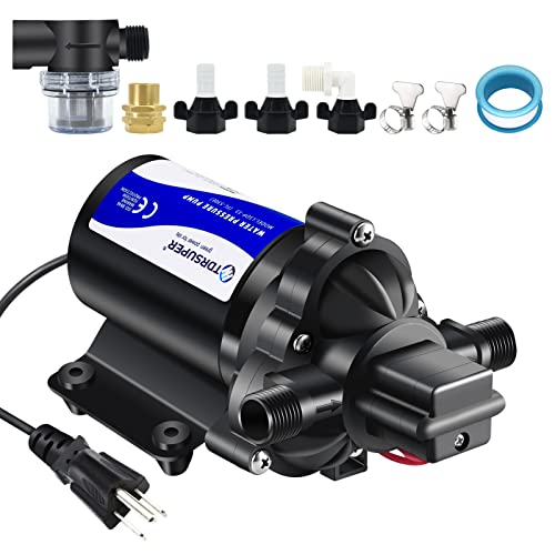 Self-Priming Water Transfer Pump 110V AC, 4GPM 45PSI High Pressure Booster Pump, Black Stainless Steel Diaphragm Garden Sprinkler Pump for Home, Kitchen, Bathroom, Marine, Yacht - style: 110V 4GPM 45PSI