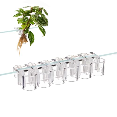 DONGKER Aquarium Plant Holder,6 PCS Reusable Fish Tank Hanging Plant Cups for 0.39"/0.3"-0.6" Aquarium Tank Glass Thickness - color: S