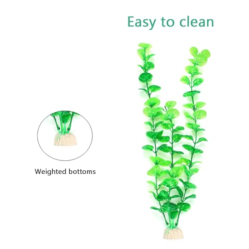 AQUANEAT Fish Tank Artificial Plants, Aquarium Plants Plastic, 12Inch Tall Green Decorations,10packs