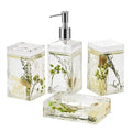 Locco Decor 4 Piece Acrylic Liquid 4D Floating Motion Bathroom Vanity Accessory Set Garden Botanic Green Plants Toothbrush Holder, Tumbler, Soap Dispenser, Soap Dish - size: 4-piece, style: Green Plants