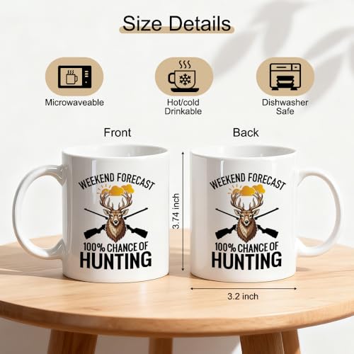 Chance Of Hunting Double-Sided Ceramic Mug, Funny Moose Mug for Hunter, Coffee Cup for Hunt Lover, Birthday Retirement Gifts for Family Friend Dad Grandpa Uncle, Hunting Gifts for Adventurer - color: White31