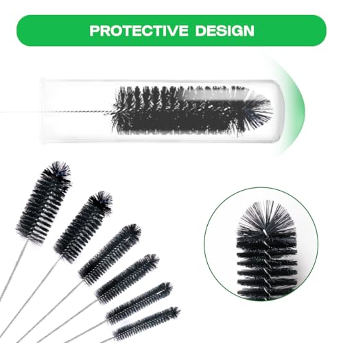 Straw Cleaner Brush Set,12 Pieces Extra Long Pipe Water Bottle Brushes for Cleaning Reusable Drinking Straws,Bird Feeders,Pipes,Black (12pcs Different diameters Set)