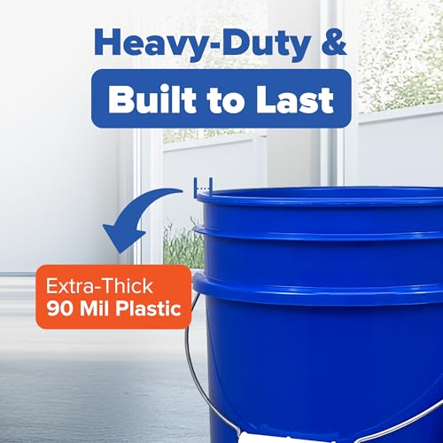 ePackageSupply 5 Gallon Plastic Bucket with Airtight Lid | Food Grade Bucket | BPA-Free | Heavy Duty 90 Mil All Purpose Pail | One 12" Rubber Mallet & One Lid Opener Included | 3 Pack - color: Blue, size: 3 Packs